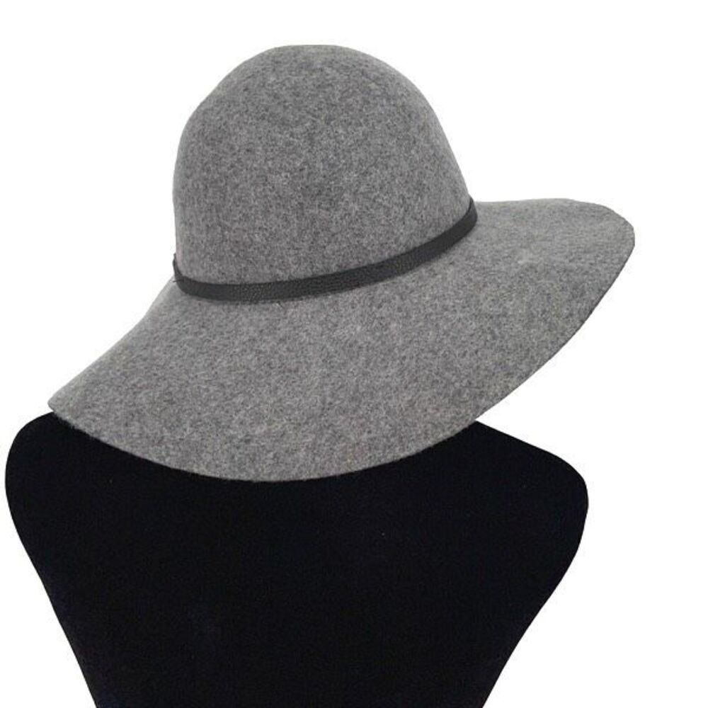House of Harlow 1960 Womens Wool Felt Wide Brim Floppy Fedora Hat Gray One Size